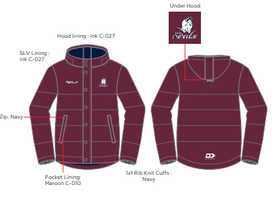 2026 Devils Maroon Puffer Jacket - PRE ORDER - Delivery April 2026